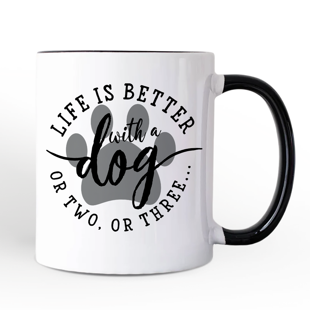 Life Is Better with a Dog Personalized Mug, Funny Quote Pet Gift with Custom Name