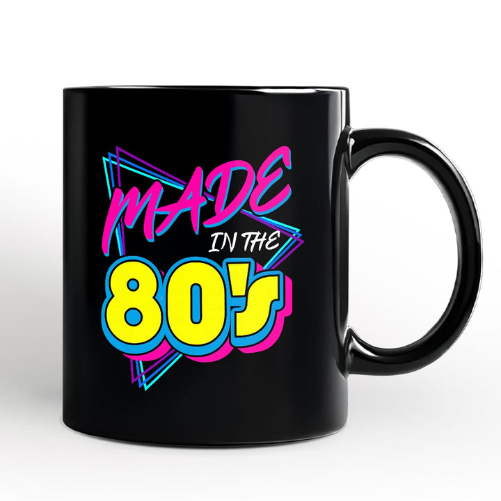 Made In The 80s Personalized Mug, Neon Retro Eighties Kid Gift with Custom Name Personalized Ceramic Mug OrnamentallyYou Black Non-Custom 