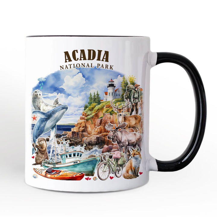 Majestic Acadia National Park Artwork Personalized Mug, Maine Travel Gift and Souvenir with Custom Name Personalized Ceramic Mug OrnamentallyYou White - Black Non-Custom 