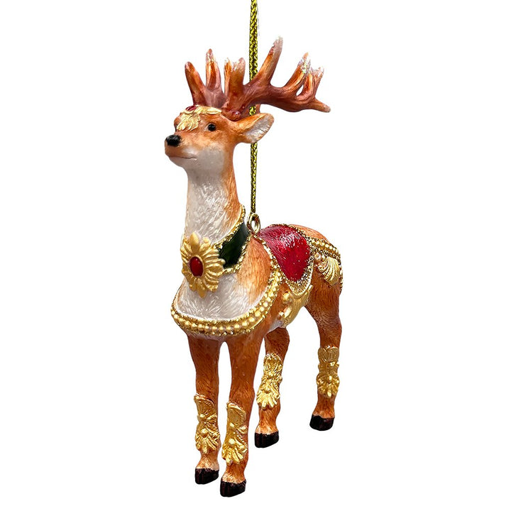 Majestic Deer in Gold Armor Ornament, Regal Christmas Tree Decor Resin Ornaments OrnamentallyYou 