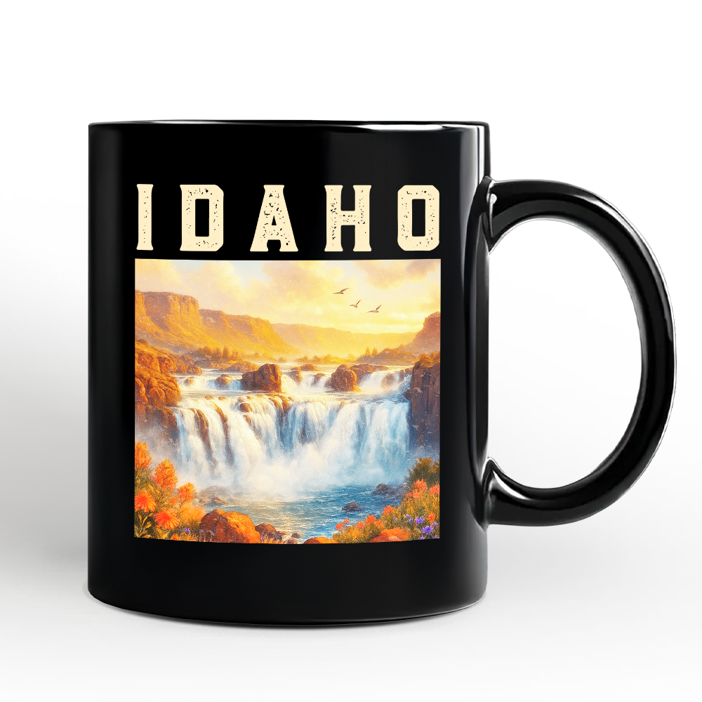 Majestic Idaho State Shoshone Falls Personalized Mug, Scenic Waterfall Gift and Nature Travel Souvenir with Custom Name