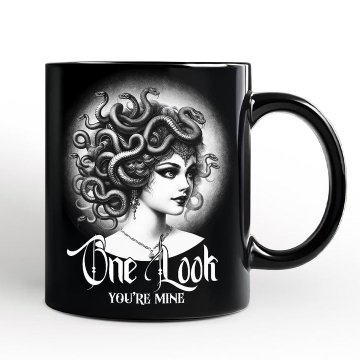 Medusa Spooky Portrait Personalized Mug Horror Villain Theme Halloween Gift with Custom Name Personalized Ceramic Mug OrnamentallyYou Black Non-Custom 