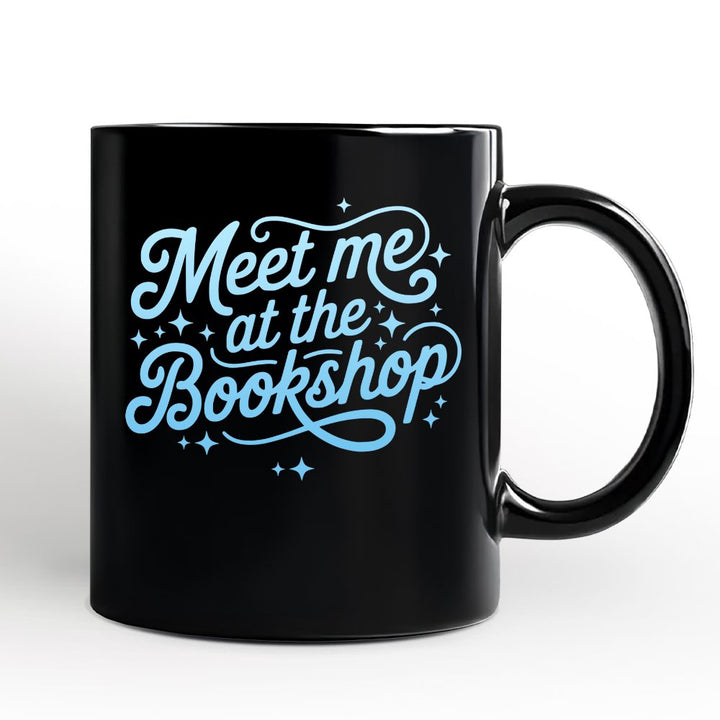 Meet Me At The Bookshop Personalized Mug, Cute Bookworm Quote Gift with Custom Name Personalized Ceramic Mug OrnamentallyYou Black Non-Custom 