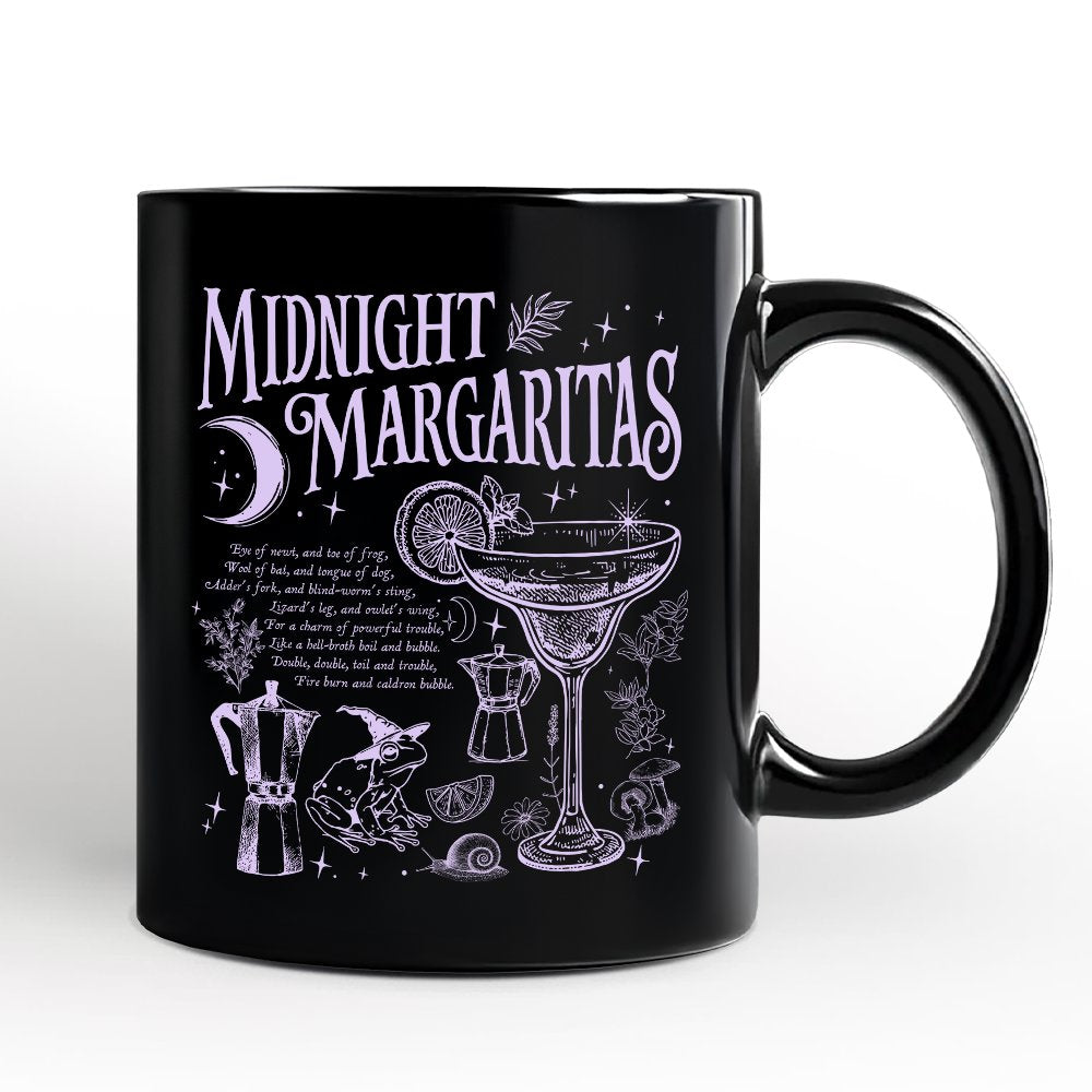 Midnight Margaritas Halloween Personalized Mug, Whimsical Gift for Drinking Witches with Custom Name Personalized Ceramic Mug OrnamentallyYou White - Black Non-Custom 