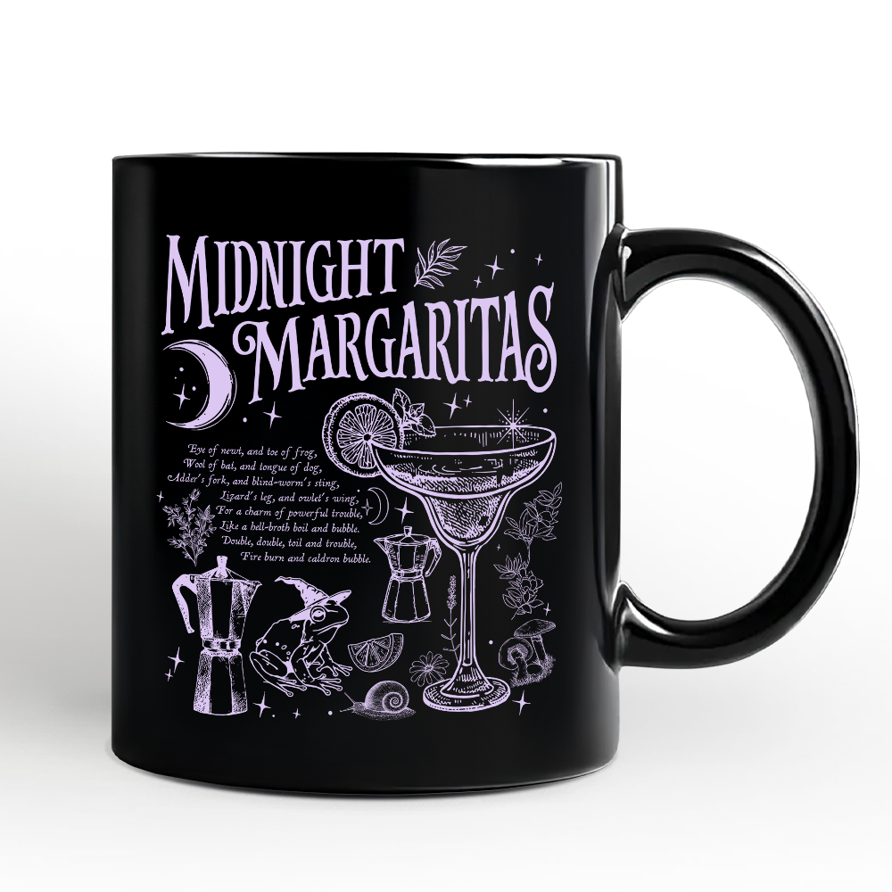 Midnight Margaritas Halloween Personalized Mug, Whimsical Gift for Drinking Witches with Custom Name