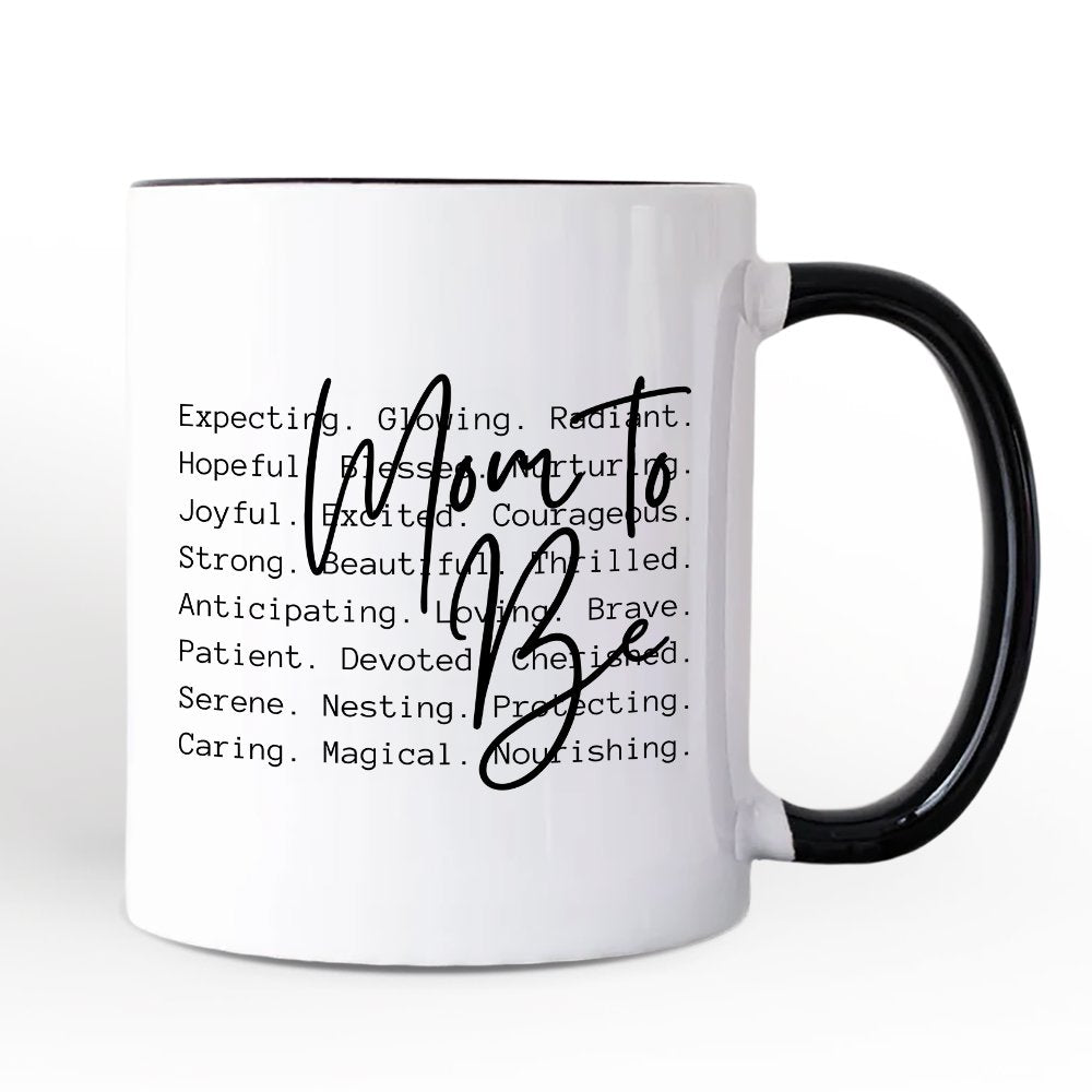 Mom To Be Pregnancy Announcement Personalized Mug, Definition Future Mama Gift with Custom Name Personalized Ceramic Mug OrnamentallyYou Black Handle Non-Custom 