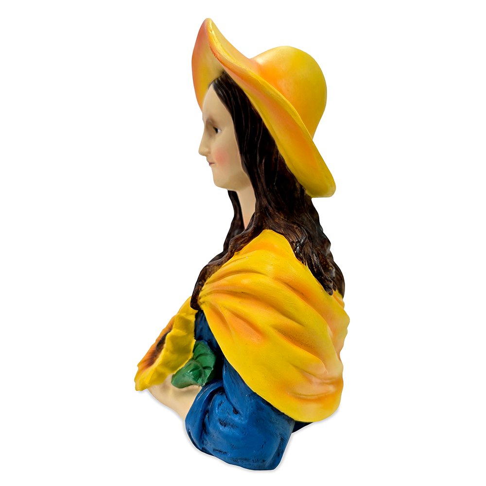 Mona Lisa The Sunflower Guardian Art Sculpture Figurine, 7" Spring Garden Statue and Leonardo Da Vinci Mix Resin Statues OrnamentallyYou 
