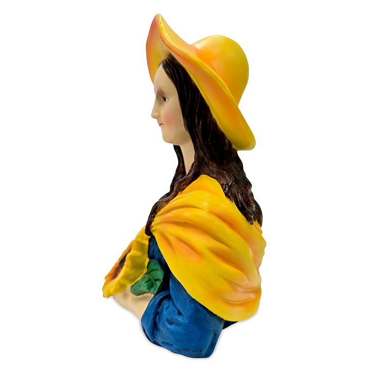 Mona Lisa The Sunflower Guardian Art Sculpture Figurine, 7" Spring Garden Statue and Leonardo Da Vinci Mix