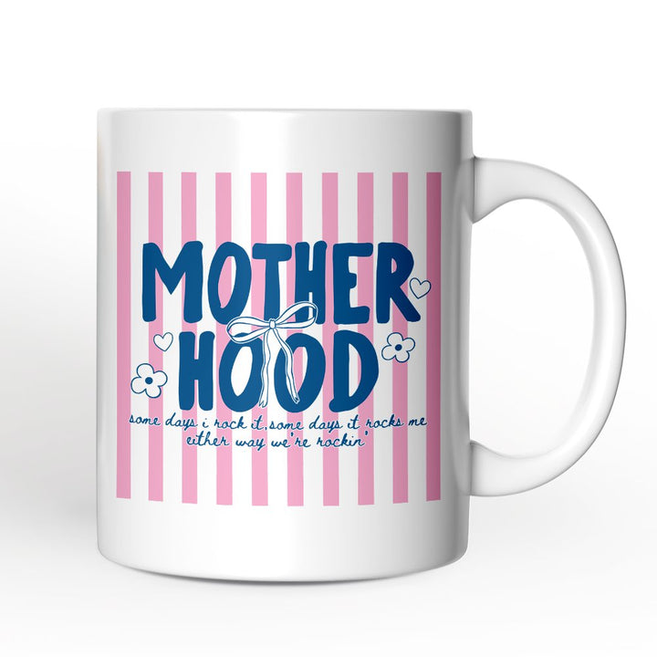 Motherhood Striped Mug, Rockin' Trendy Preppy Mom Gift Personalized Ceramic Mug OrnamentallyYou 