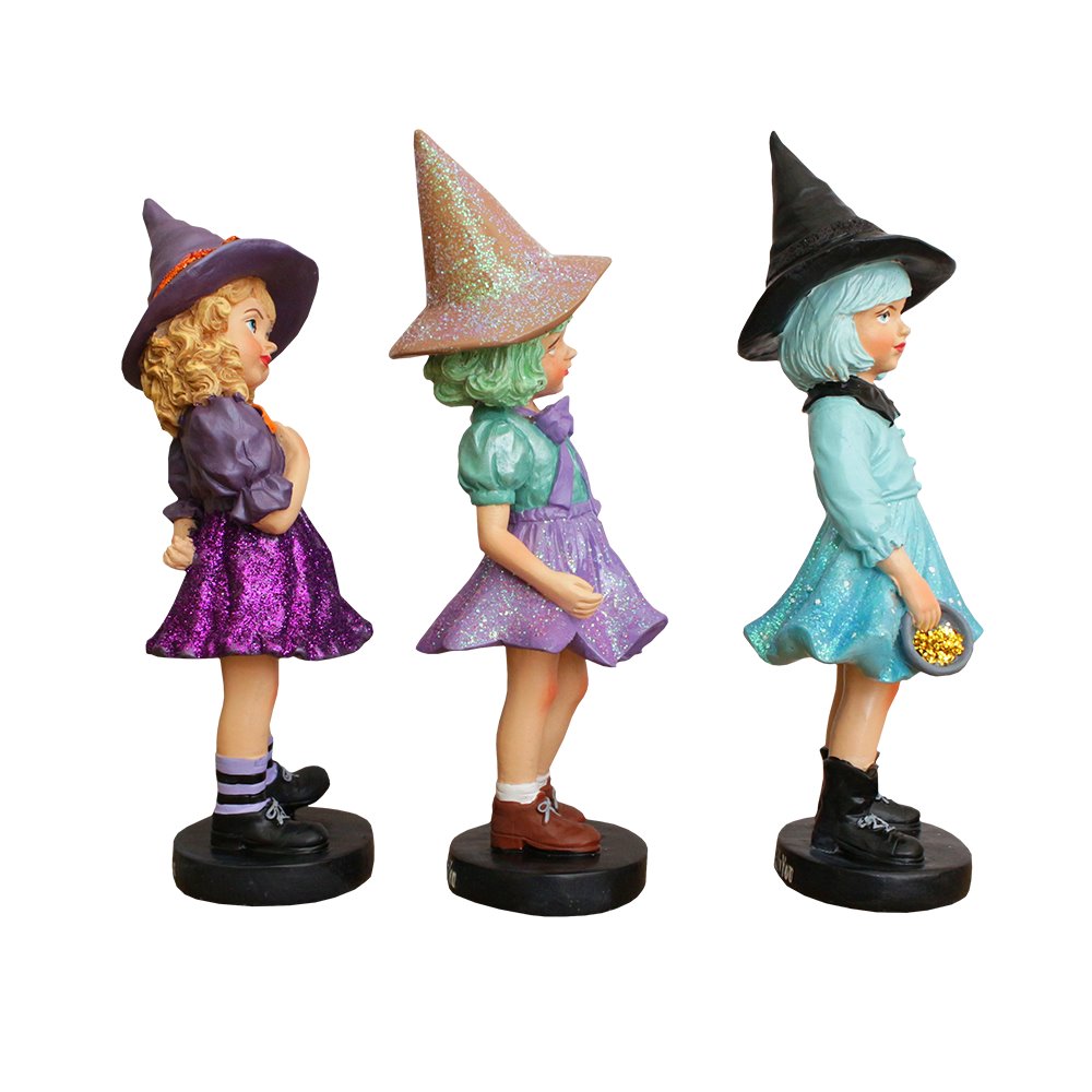 Mystical Victorian Witch Sisters Set of Three Figurines, Enchanted 6" Statues for a Bewitching Halloween Tabletop Display Resin Statues OrnamentallyYou 