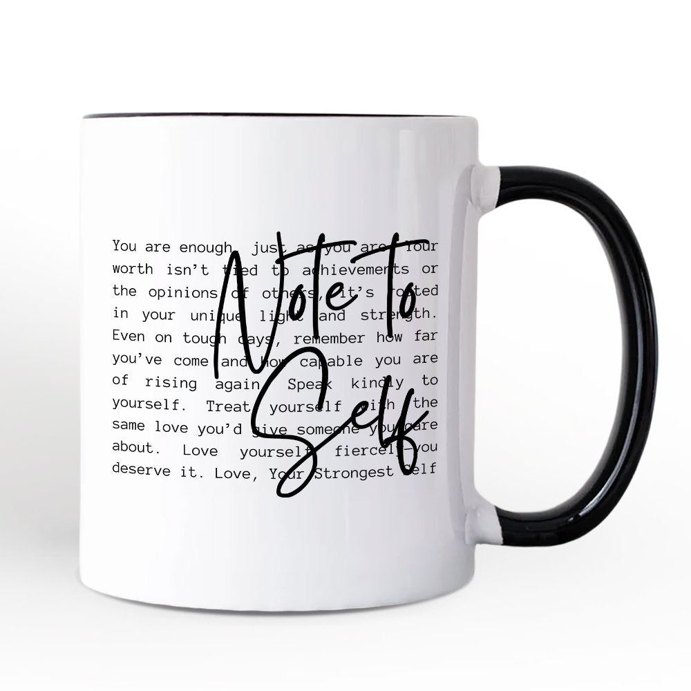 Note To Self Mental Health Personalized Mug, Motivational Definition Gift with Custom Name Personalized Ceramic Mug OrnamentallyYou Black Handle Non-Custom 