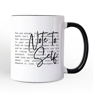 Note To Self Mental Health Personalized Mug, Motivational Definition Gift with Custom Name Personalized Ceramic Mug OrnamentallyYou Black Handle Non-Custom 