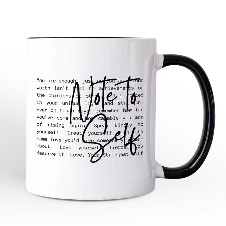 Note To Self Mental Health Personalized Mug, Motivational Definition Gift with Custom Name Personalized Ceramic Mug OrnamentallyYou Black Handle Non-Custom 