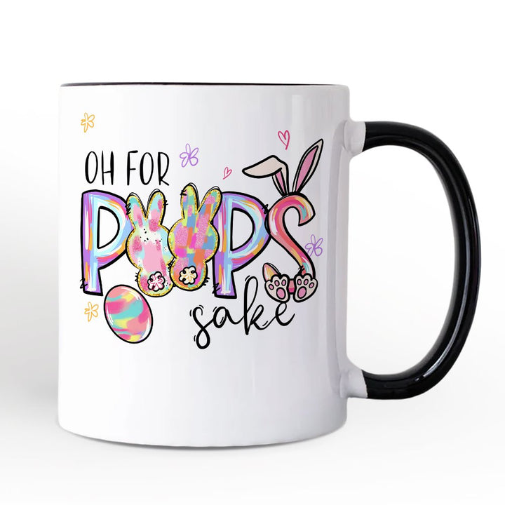 Oh For Peeps Sake Personalized Mug, Funny Easter Bunny Spring Gift with Custom Name Personalized Ceramic Mug OrnamentallyYou Black Handle Non-Custom 