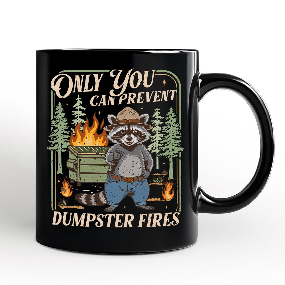 Only You Can Prevent Funny Dumpster Raccoon Personalized Mug, Vintage Meme Gift with Custom Name Personalized Ceramic Mug OrnamentallyYou Black Non-Custom 