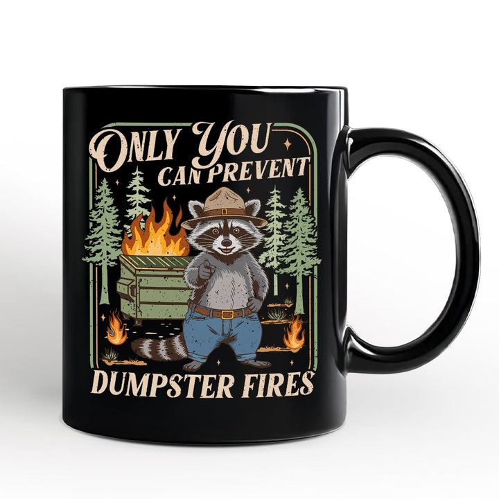 Only You Can Prevent Funny Dumpster Raccoon Personalized Mug, Vintage Meme Gift with Custom Name Personalized Ceramic Mug OrnamentallyYou Black Non-Custom 