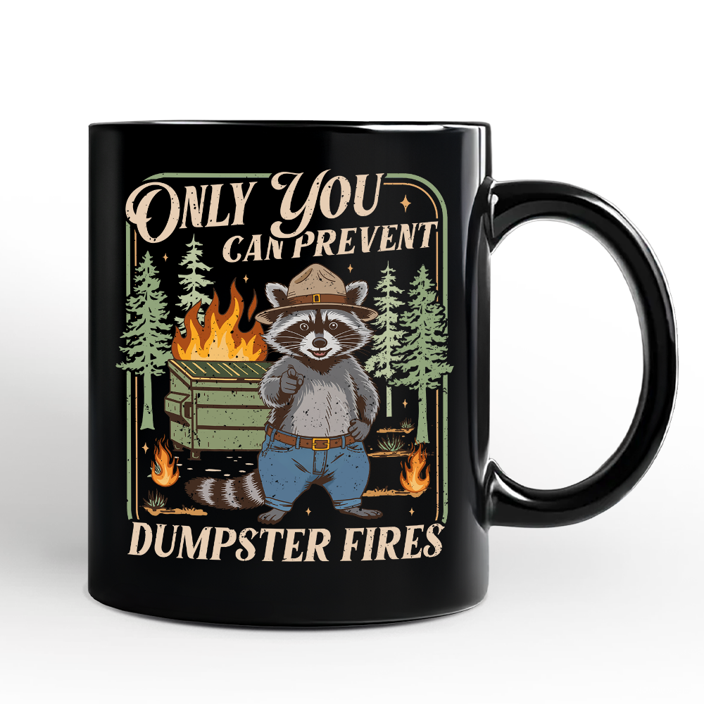 Only You Can Prevent Funny Dumpster Raccoon Personalized Mug, Vintage Meme Gift with Custom Name
