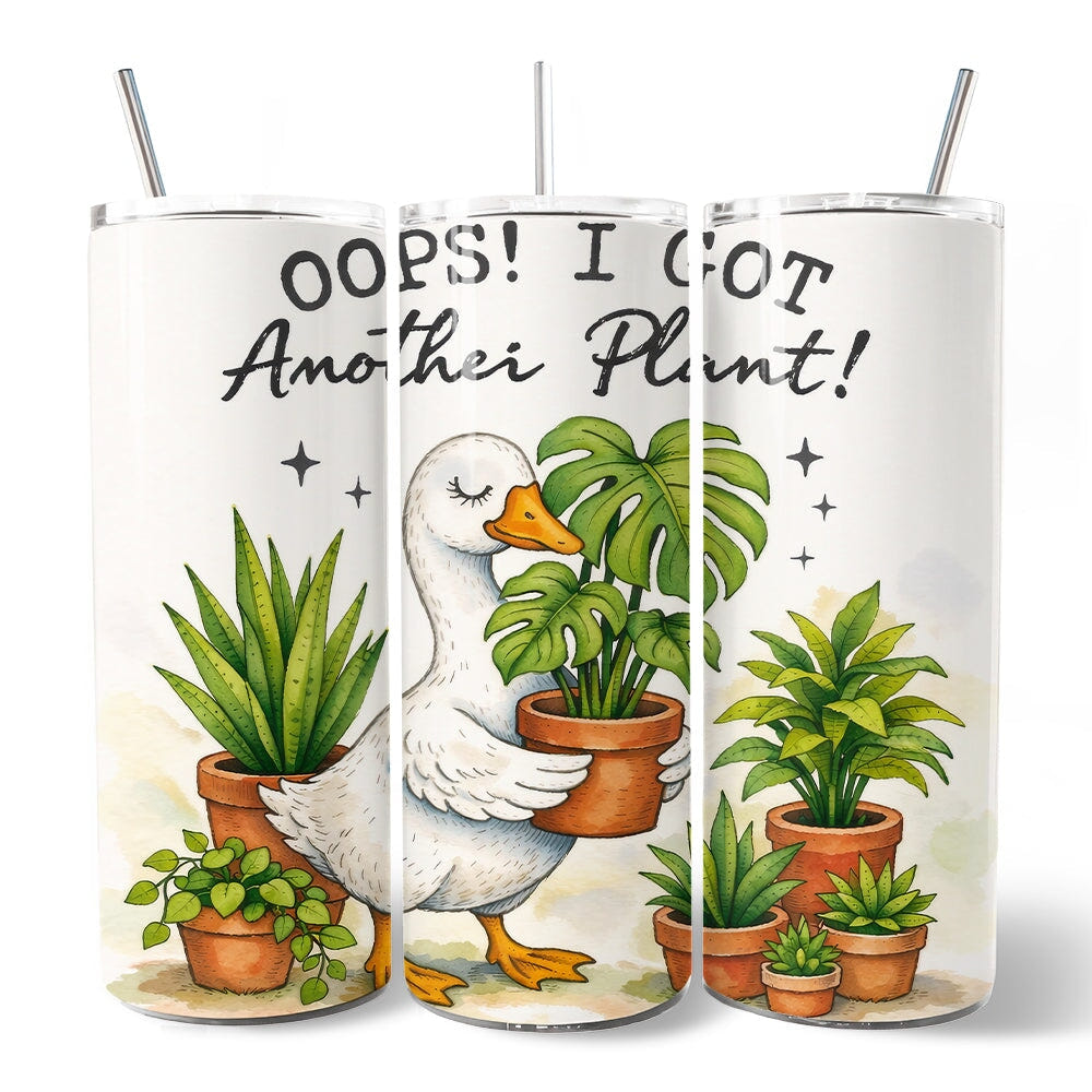 Oops I Got Another Plant Goose 20oz Personalized Tumbler With Lid and Stainless Steel Straw, Funny Botanist Life Gift Cup Tumbler OrnamentallyYou 