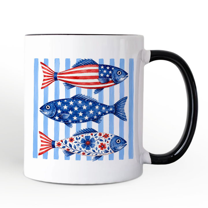 Patriotic Fish Mug, 4th Of July Coastal Animal Gift