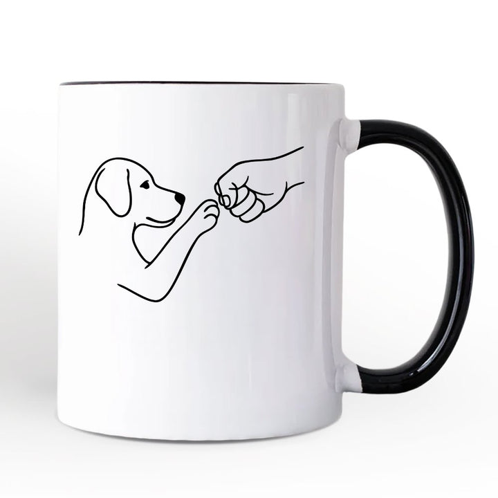 Paw Friends Minimalist Line Art Dog Personalized Mug, Cute Dog Parents Gift with Custom Name Personalized Ceramic Mug OrnamentallyYou Black Handle Non-Custom 