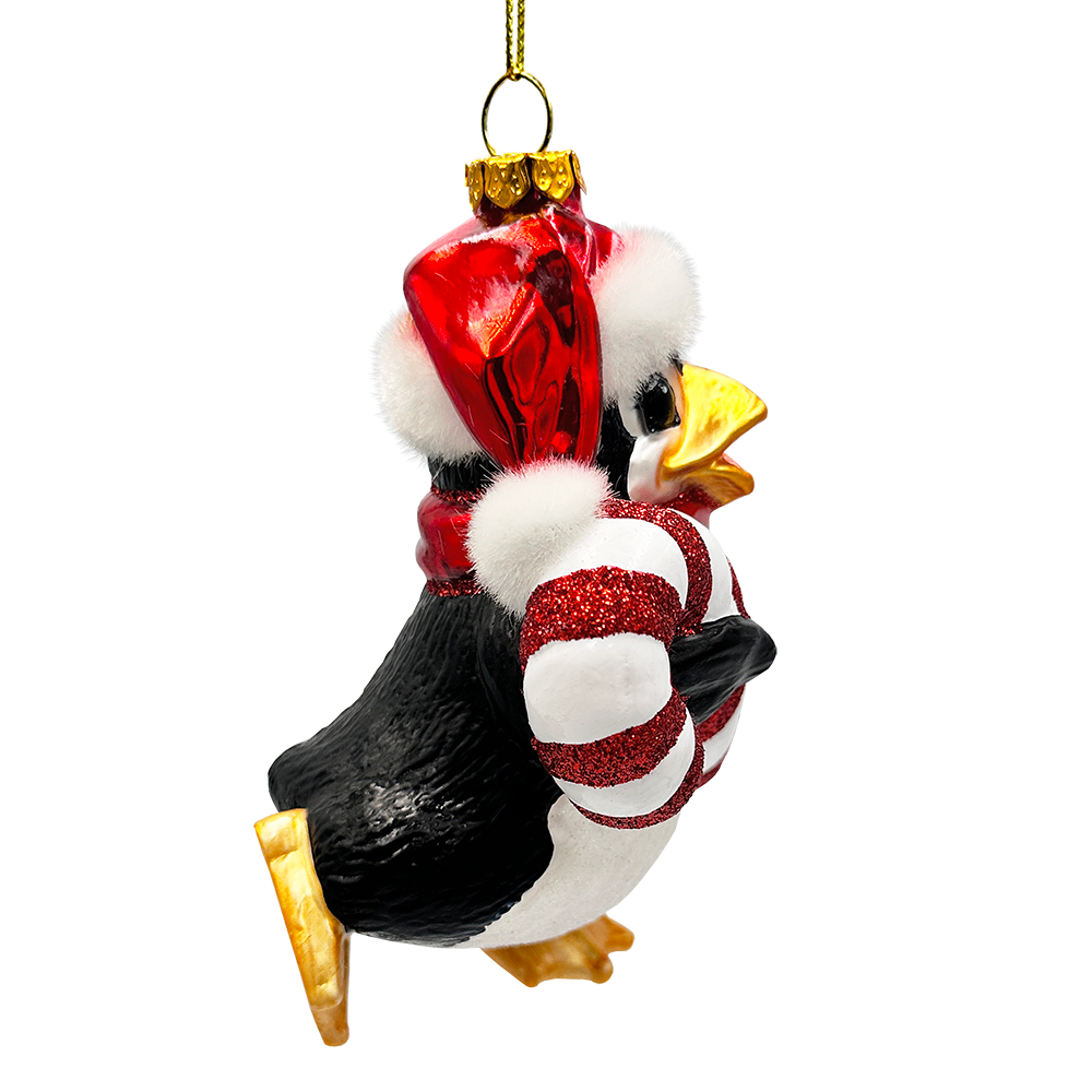 (Pre-Order) Penguin with Candy Glass Christmas Ornament, Arctic Bird Classic Tree Decoration