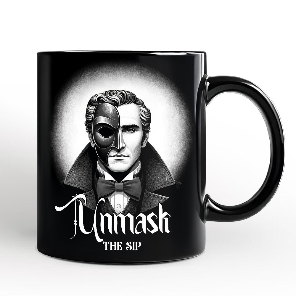 Phantom Opera Spooky Portrait Personalized Mug Horror Villain Theme Halloween Gift with Custom Name Personalized Ceramic Mug OrnamentallyYou Black Non-Custom 