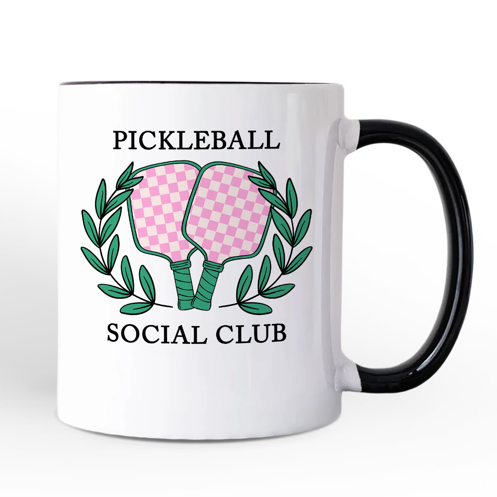 Pickleball Social Club Personalized Mug, Cute Retro Girly Sporty Gift with Custom Name
