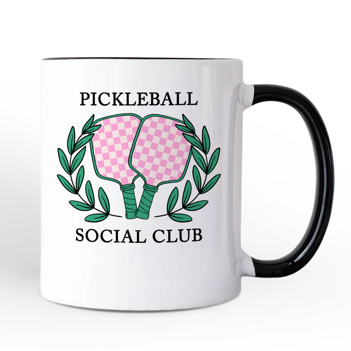 Pickleball Social Club Personalized Mug, Cute Retro Girly Sporty Gift with Custom Name