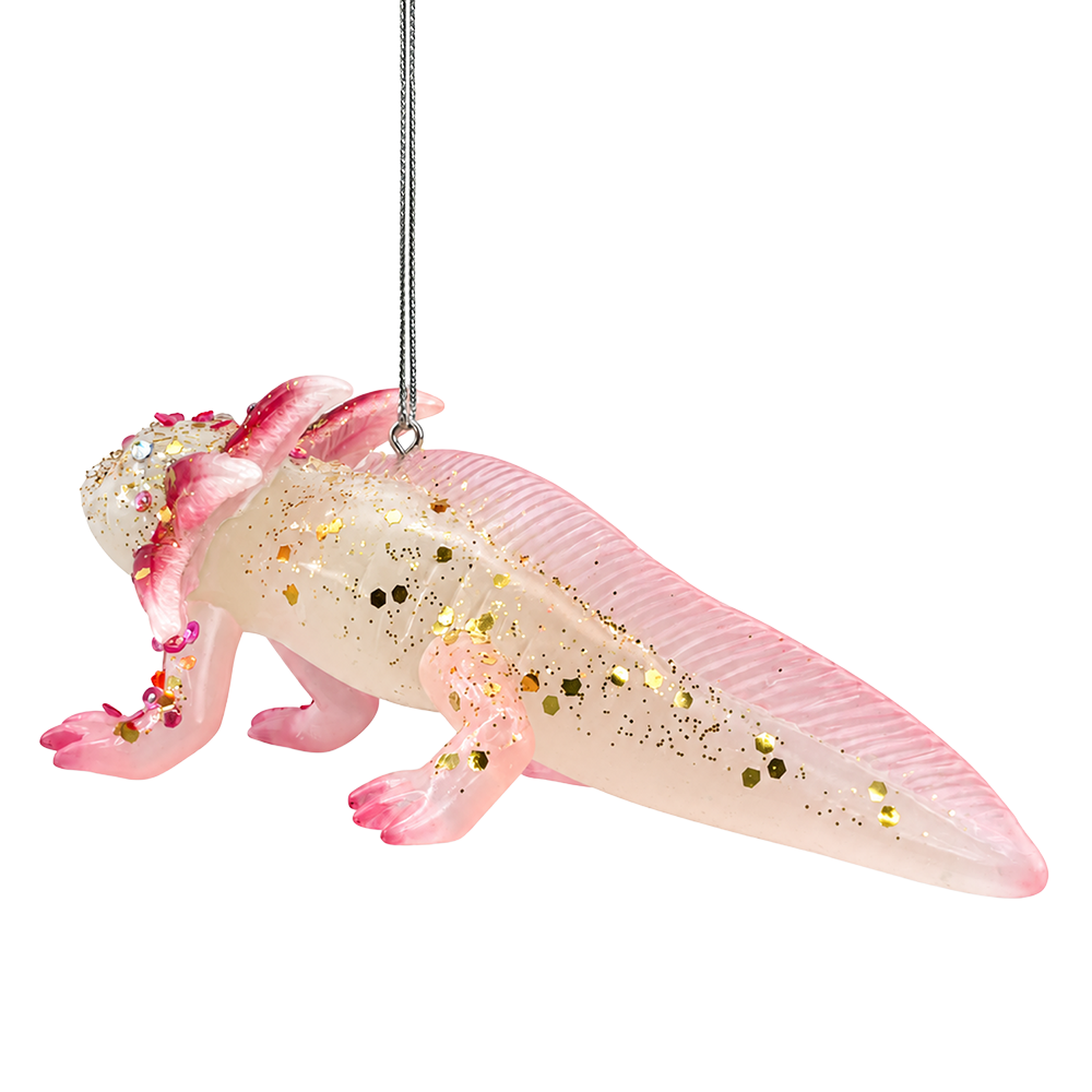 (PRE-ORDER) Pink Axolotl Resin Ornament, Sparkling Salamander Gift and Christmas Tree Decor