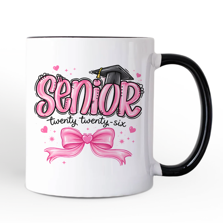 Pink Coquette Senior Class of 2026 Personalized Mug, Graduation Gift with Custom Name
