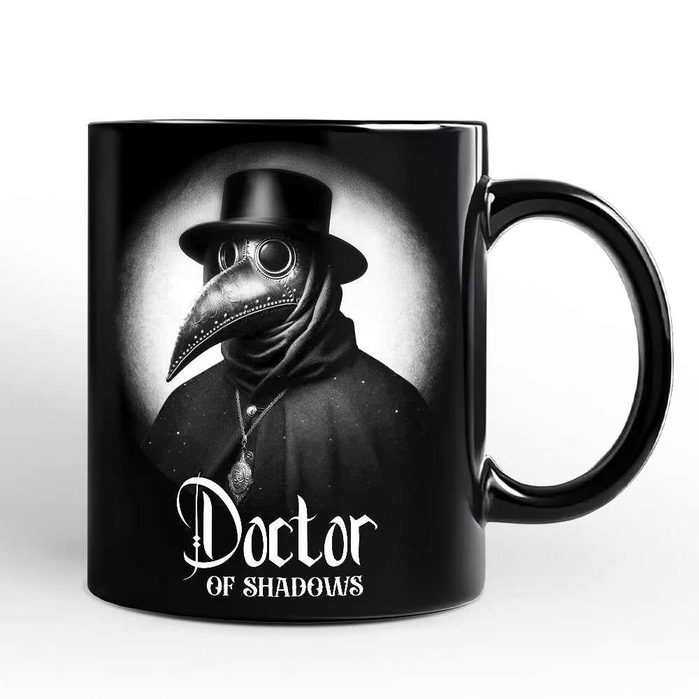 Plague Doctor Spooky Portrait Personalized Mug Horror Villain Theme Halloween Gift with Custom Name Personalized Ceramic Mug OrnamentallyYou Black Non-Custom 