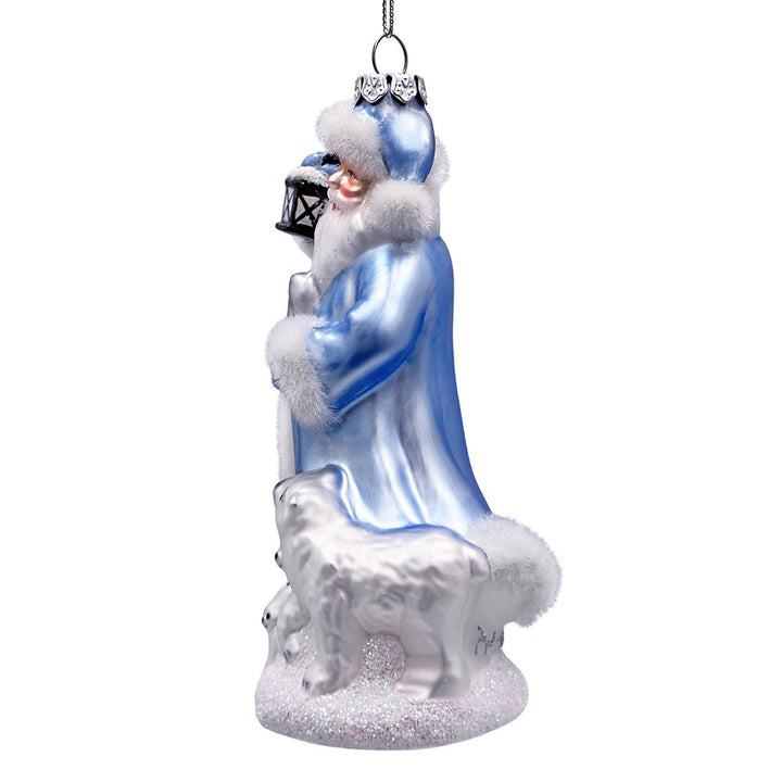 Polar Whisperer Santa Glass Christmas Ornament, Arctic Polar Bear, Wolf, and Bunny Rabbit Glass Ornament OrnamentallyYou 