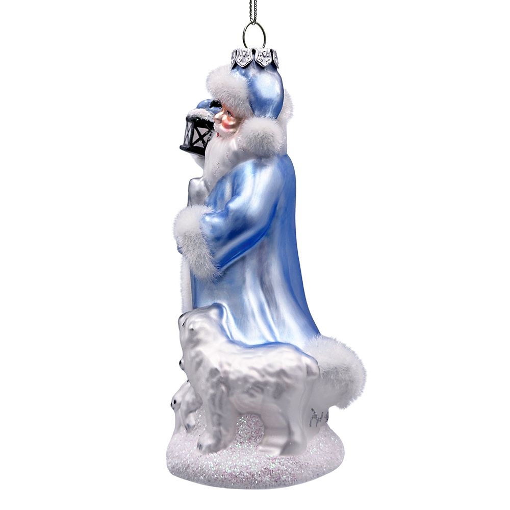 (Pre-Order) Polar Whisperer Santa Glass Christmas Ornament, Arctic Polar Bear, Wolf, and Bunny Rabbit