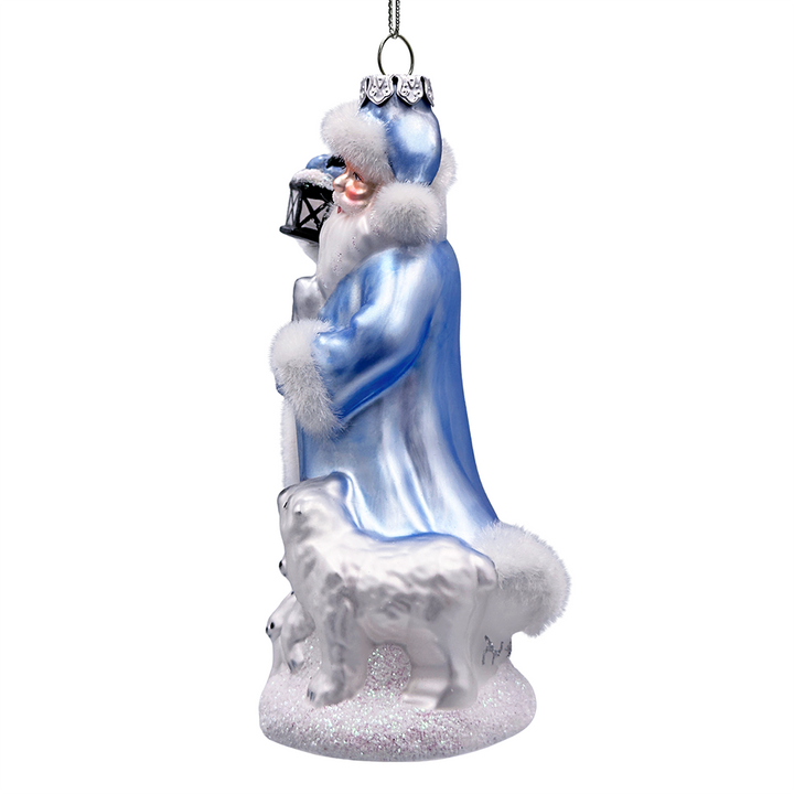 (Pre-Order) Polar Whisperer Santa Glass Christmas Ornament, Arctic Polar Bear, Wolf, and Bunny Rabbit