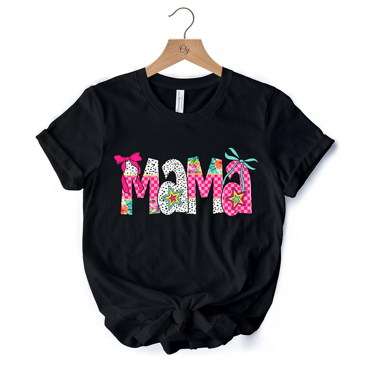 Preppy Pink Mama Coquette T-Shirt, Retro White and Black Tee for Trendy and Stylish Moms T-Shirts OrnamentallyYou 