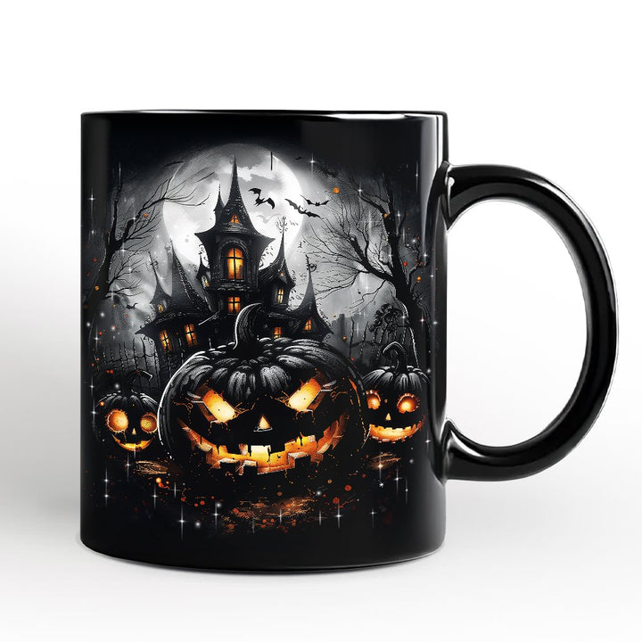 Pumpkin Halloween Personalized Mug, Spooky Horror Gift with Custom Name Personalized Ceramic Mug OrnamentallyYou Black Non-Custom 