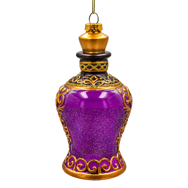 (PRE-ORDER) Purple Potion Bottle Glass Ornament, Gothic Witchcraft Halloween Apothecary Tree Decor