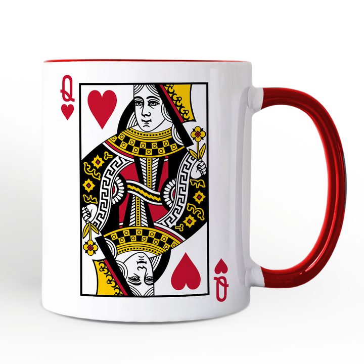 Queen of Hearts Card Personalized Mug, Classic Retro Love Valentine Gift with Custom Name