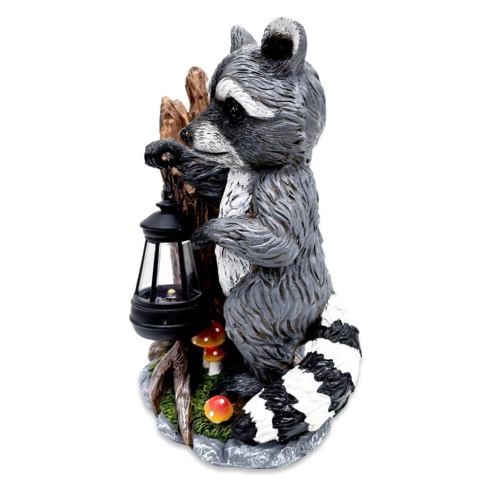 Raccoon Solar Lamp Garden Statue, 9" Lighted Animal Figurine Outdoor Decor Resin Statues OrnamentallyYou 