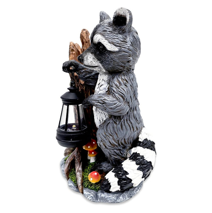 Raccoon Solar Lamp Garden Statue, 9" Lighted Animal Figurine Outdoor Decor Resin Statues OrnamentallyYou 