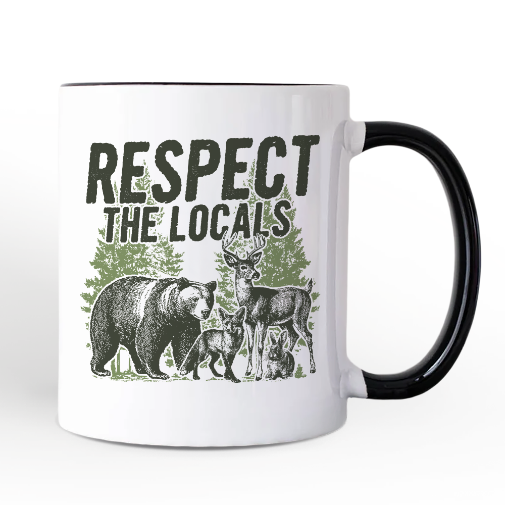 Respect the Locals Wild Animal Personalized Mug, Vintage Camping Nature Gift with Custom Name