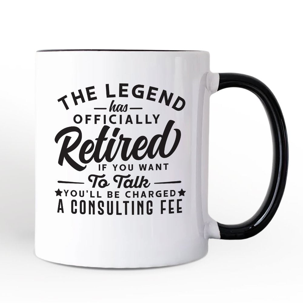 Retirement Consulting Fee Personalized Mug, Funny Officially Retired Gift with Custom Name Personalized Ceramic Mug OrnamentallyYou White - Black Non-Custom 
