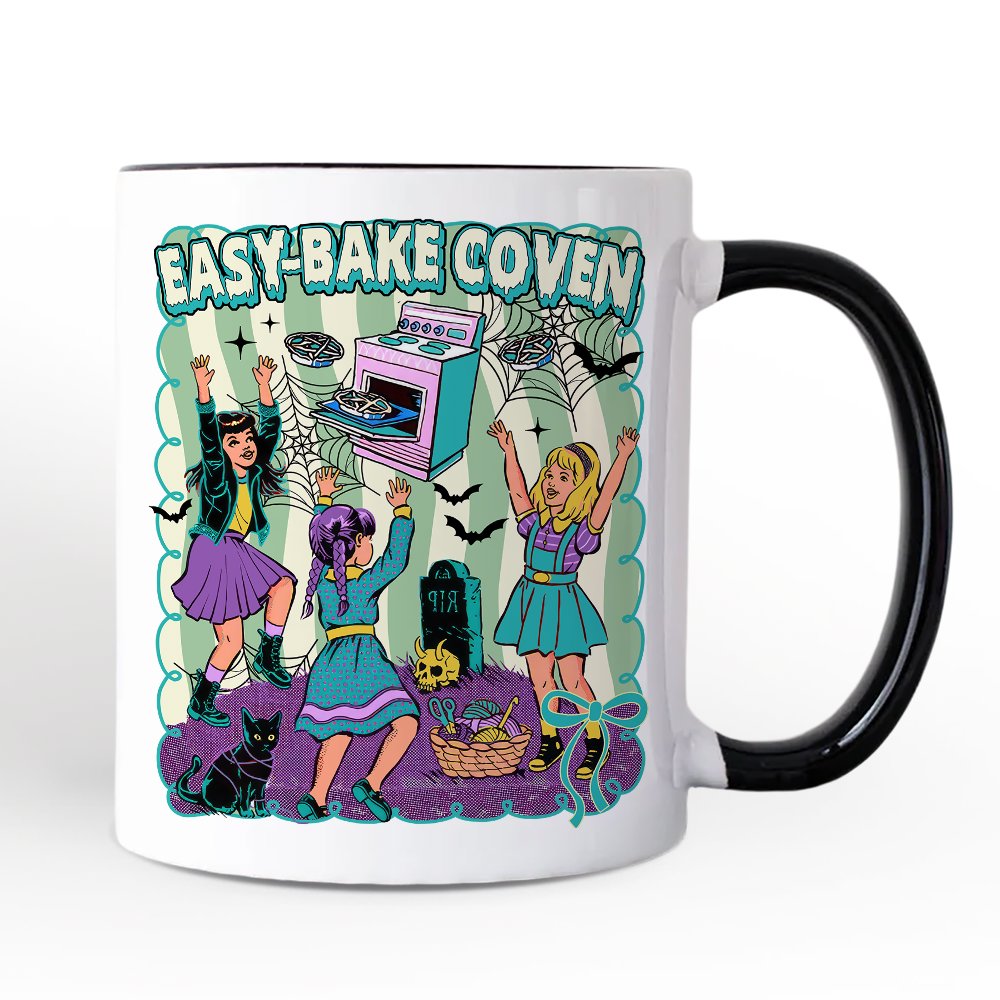 Retro Easy-Bake Coven Horror Movie Personalized Mug, Funny Retro Witch Halloween Gift with Custom Name Personalized Ceramic Mug OrnamentallyYou White - Black Non-Custom 