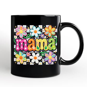 Retro Floral Mama Printed Faux Yarn Mug, Colorful Mother's Day Gift Personalized Ceramic Mug OrnamentallyYou 