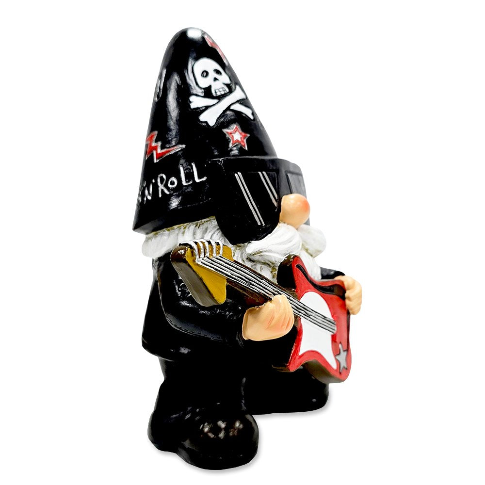 Rockstar Gnome Garden Statue, 7.5" Electric Guitar Playing Dwarf Figurine Resin Statues OrnamentallyYou 