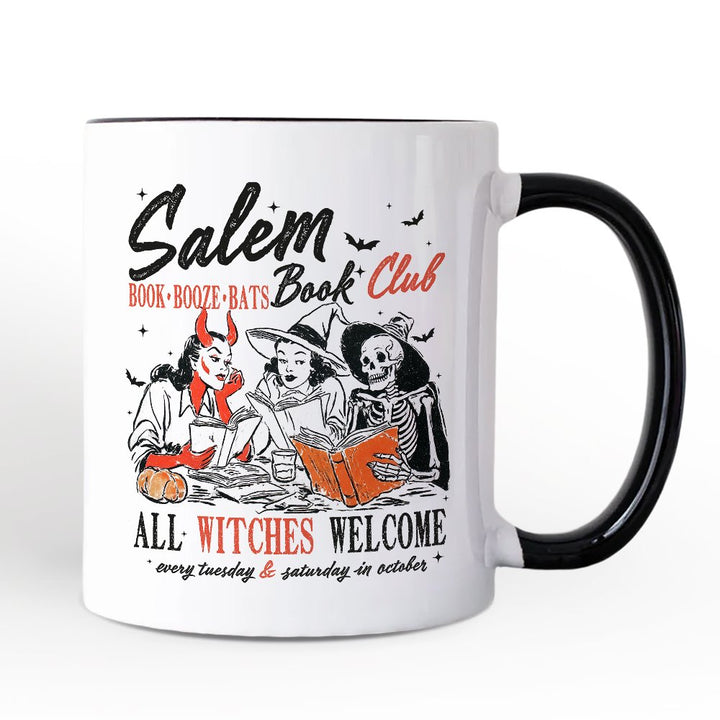 Salem Book Club Witches Personalized Mug, Spooky Halloween Reading Girl Gift with Custom Name Personalized Ceramic Mug OrnamentallyYou White - Black Non-Custom 