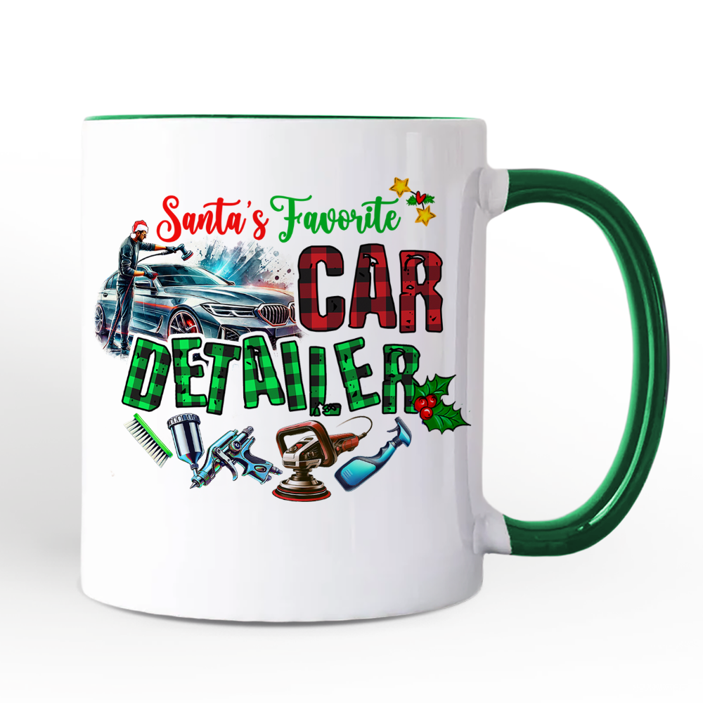 Santa's Favorite Car Detailer Personalized Mug, Christmas Appreciation Gift for Auto Detailing Experts with Custom Name