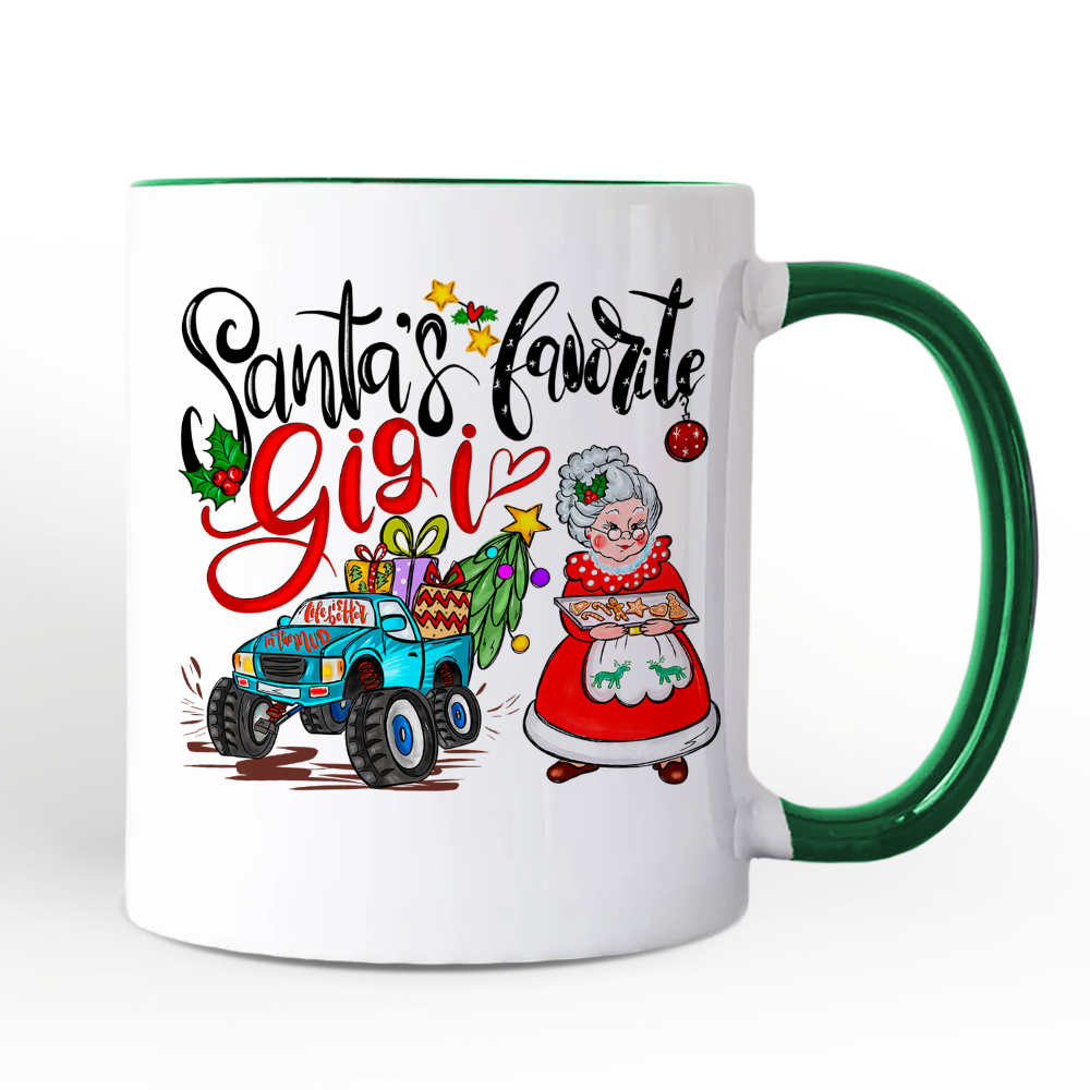 Santa’s Favorite Gigi Christmas Personalized Mug, Grandma Appreciation Gift with Custom Name