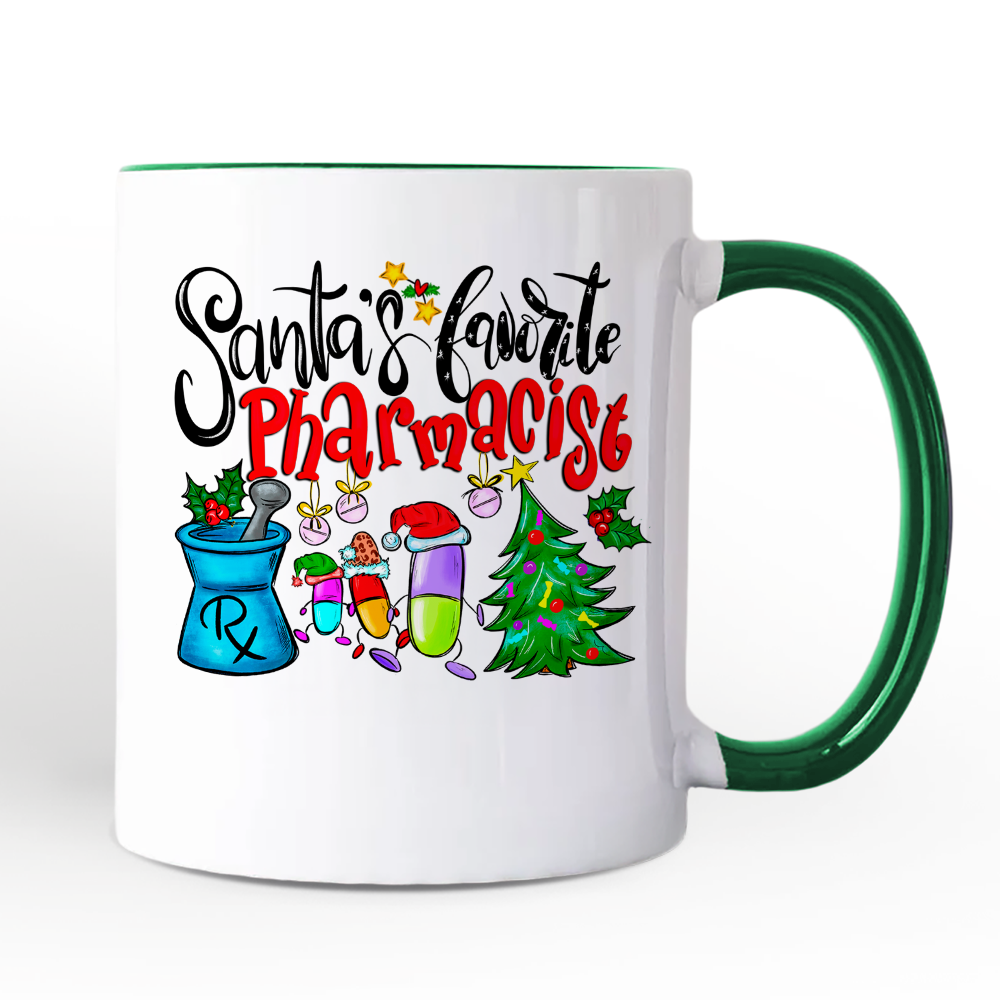 Santa’s Favorite Pharmacist Christmas Personalized Mug, Pharmacy Appreciation Gift with Custom Name
