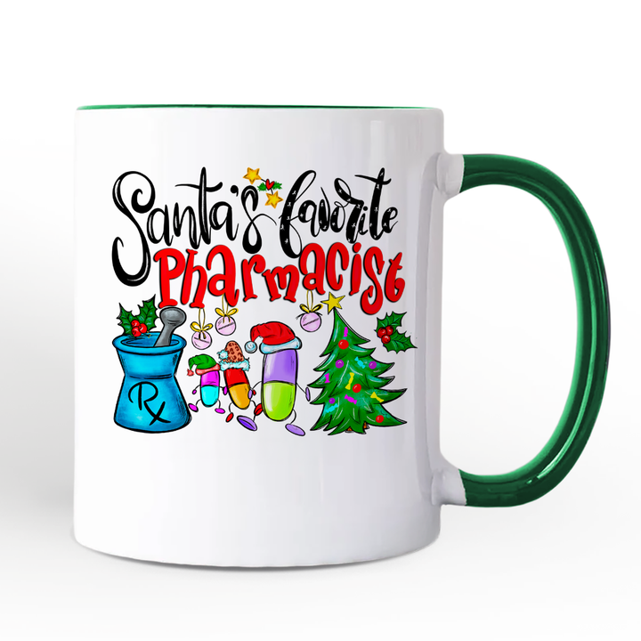Santa’s Favorite Pharmacist Christmas Personalized Mug, Pharmacy Appreciation Gift with Custom Name